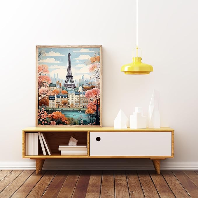 5DDIYART Paint by Numbers for Adults Beginner, Paris Eiffel Tower Paint by Number Kits on Canvas Without Framed,Paint by Easy Acrylic Painting Home Wall Decor 12x16inch