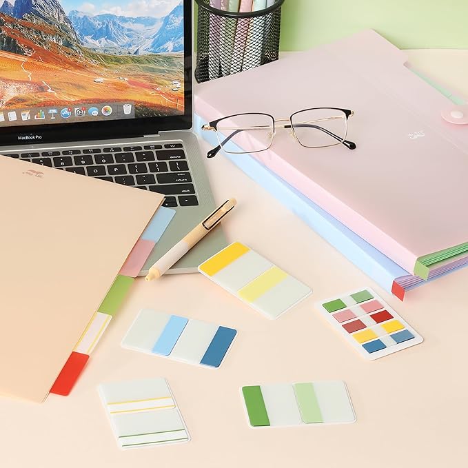 Mr. Pen- Sticky Index Tabs, 500 Pcs, 21 Sets, Colorful, Writable Colored Pages Markers Labels for Reading Notes, Books, Binders, Notebook, Folders and Classify Files, Water-Resistant