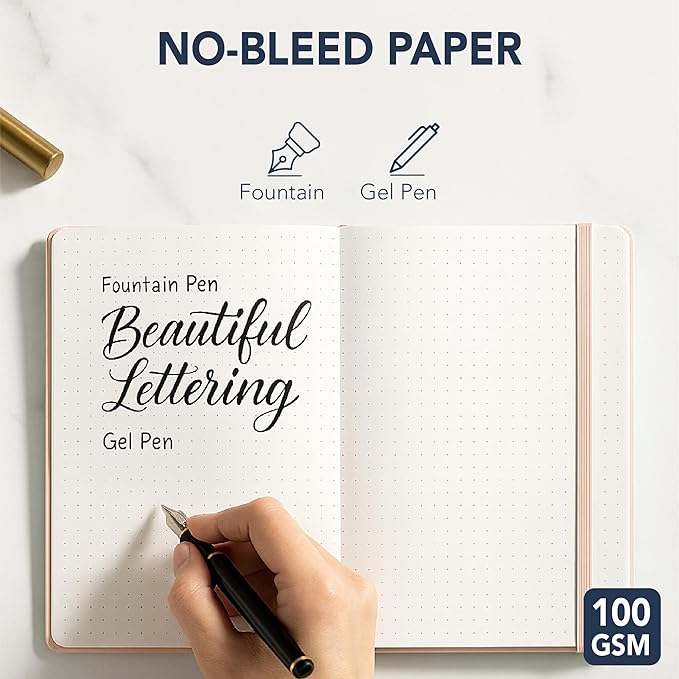 Mr. Pen- Dotted Journal Notebook, A5 Medium Size (5.7"x8.4"), 160 Pages (80 Sheets), Fabric Hardcover, 100 GSM Thick Paper, Bullet Dotted Journal for Planning, Tracking