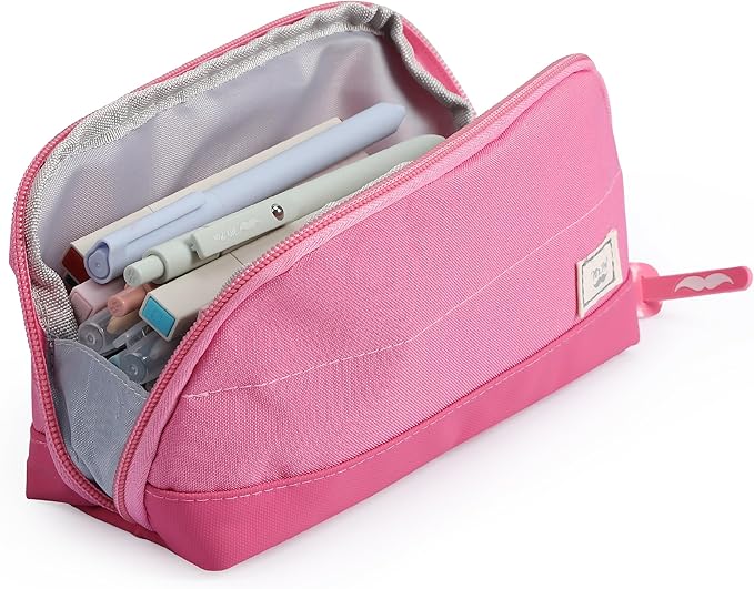 Mr. Pen- Fabric Pencil Case Pouch, Pink, Triangular Shape Pencil Pouch
