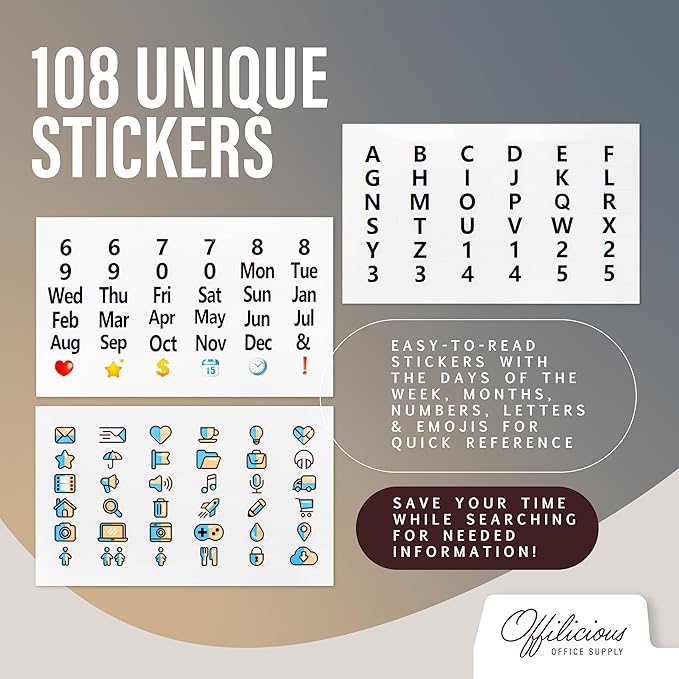 Index Card Dividers 5x8" — 50 Pcs of Cardboard Alphabet Dividers with 108 Stickers & Tabs for Index Card Organizer Holder, Storage File Box, Notecard Organizers — Recipe, Monthly, Alphabetical Cards