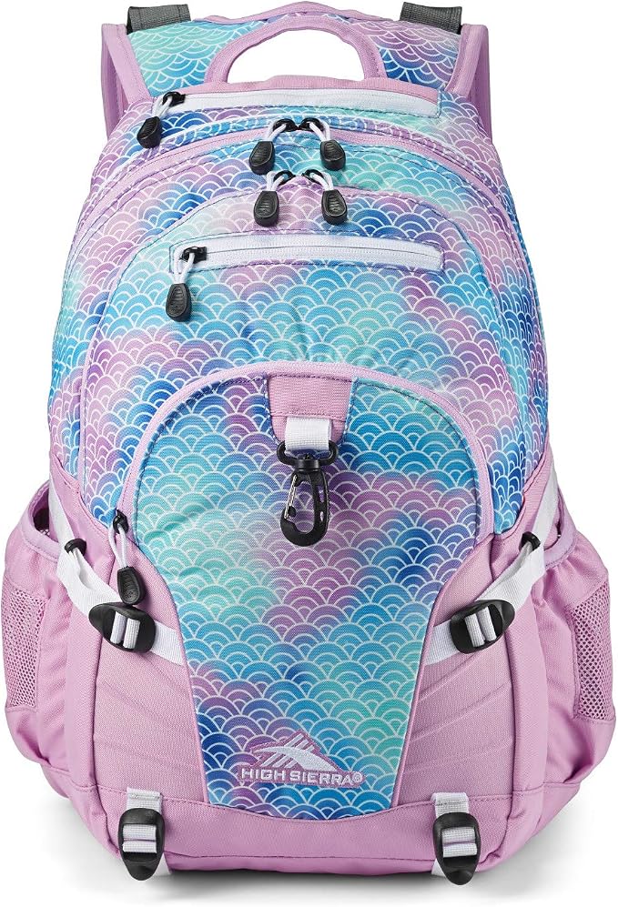 High Sierra Loop Backpack, Travel, or Work Bookbag with tablet sleeve, One Size, Rainbow Scales