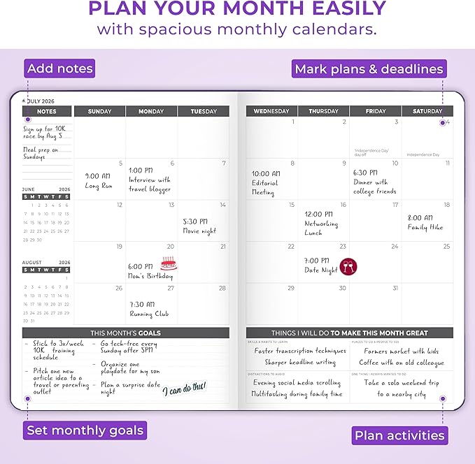 Clever Fox Planner PRO Dated (Jan 2026–Jan 2027) Weekly & Monthly Life Planner to Increase Productivity, Time Management and Hit Your Goals – Organizer, Gratitude Journal – A4 Size (Purple)