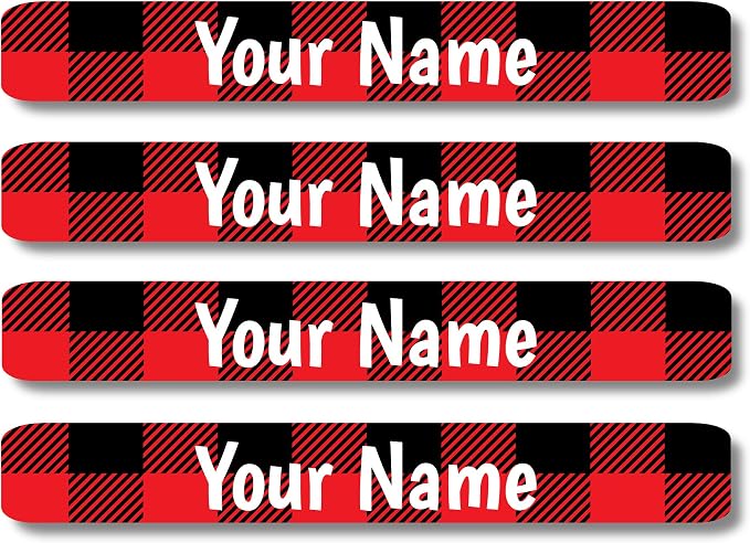 Lovable Labels Personalized Labels for Kids (120 Labels) - Waterproof Dishwasher Safe Peel and Stick Labels are Great for School Supplies Daycare Camp Bottles (Lumber Jack)