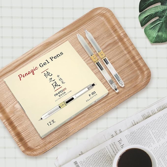 12 Pcs, Gel Pens 0.5mm, Retractable Pens, Black Pens 0.5 Fine Point, Style of Japanese Gel Pen, Retractable Gel Pens for Asian Korean Japan Office School Supplies (Pack of 3)