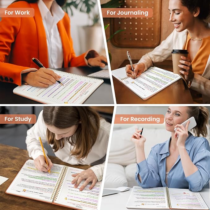 Taja Large Spiral Lined Notebook for Work, Journal for Women & Men