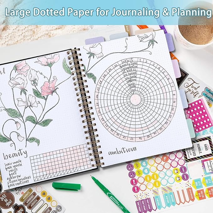 Spiral Notebook, Dotted Journal Notebook, 8.5" x 11", 300 Page Hardcover Large Dot Grid Notebook Journal for Bullet, Thick Paper Fights Ink Bleed, A4 Leather Journal for Women Men, Pink
