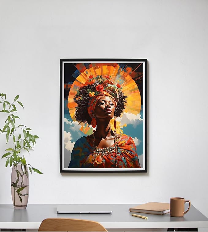 SKRYUIE Paint by Numbers Kit for Adults Beginner African American, Acrylic African Women Oil Painting by Numbers Kits with PaintBrushes Paintwork Art Canvas Crafts for Home Decor 16x20 inch