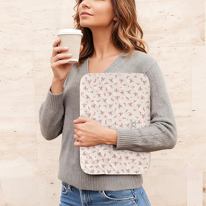 Puffy Laptop Sleeve 15-15.6 Inch Cute Quilted Laptop Protective Case Padded Floral Computer Sleeve for MacBook (A-Pink, 15 Inch)