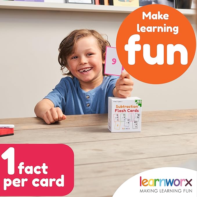 Subtraction Flash Cards 1st Grade 2nd 3rd 4th – 183 Math Flashcards – All Facts 0-12 - Learn Subtraction for Kids - Maths Flashcards from Kindergarten to Ages 6, 7, 8, 9 & 10
