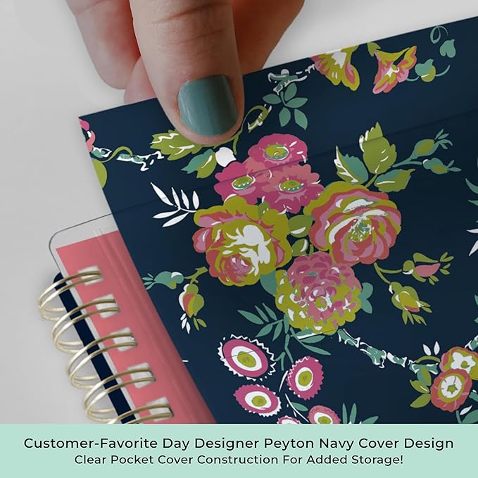 Blue Sky Day Designer 2025-2026 Weekly and Monthly Academic Year Planner Calendar, July 2025 - June 2026, 8.5" x 11", Flexible Cover, Laminated Tabs, Storage Pocket, Includes Stickers, Peyton Navy