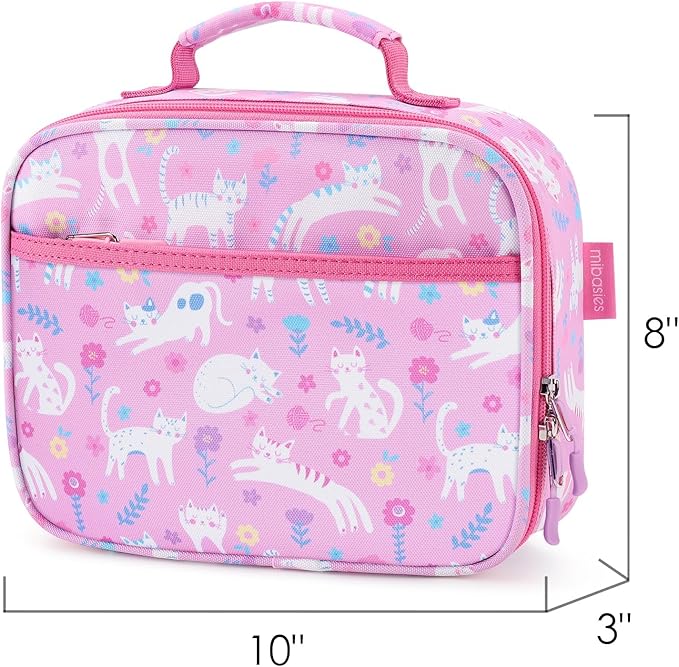 mibasies Kids Lunch Box for Girls Toddler, Insulated and Reusable Lunch Bag for School, Flower Cat