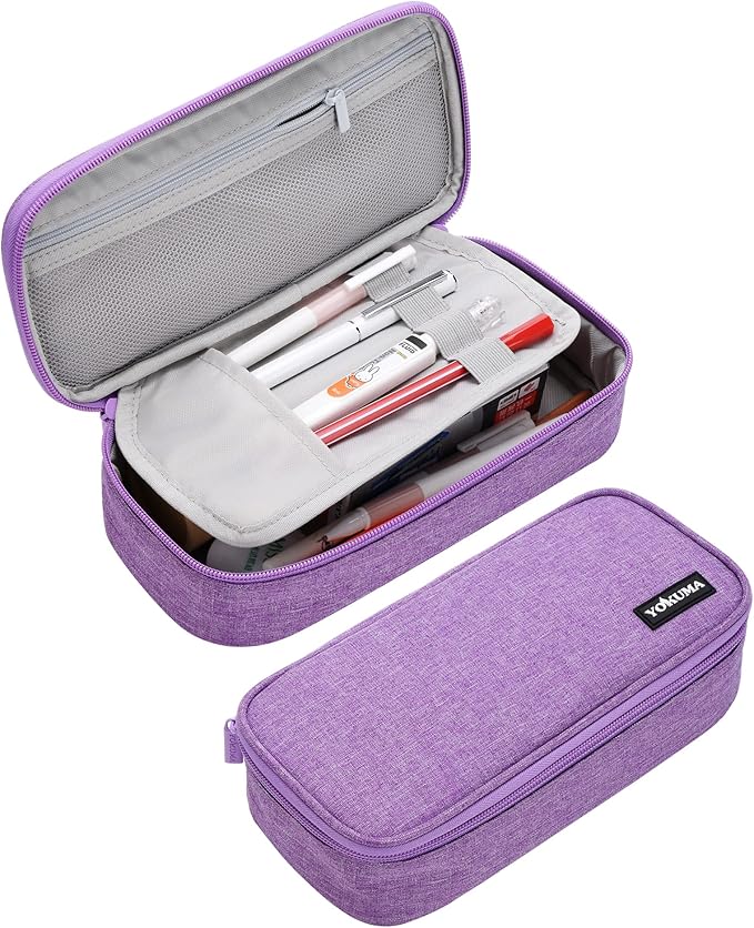 YOKUMA Pencil Case,Large Capacity Pencil Pouch,Aesthetic Zipper Pencil Box, Back to School Supplies for College Student Teen Adults,Travel Essentials,Electronic Cable Organize