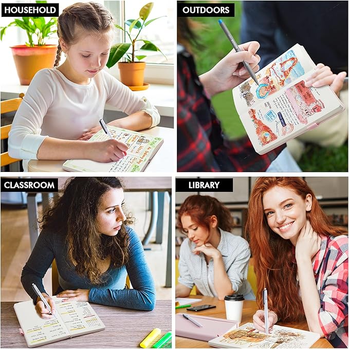 feela Dotted Journal Kit, Dot Grid Journal Hardcover Planner Notebook Set For Beginners Women Girls Note Taking with Journaling Supplies Stencils Stickers Pens Accessories, A5, 224 Pages, Orange