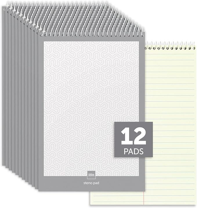 Office Depot(R) Steno Books, 6in. x 9in., Gregg Ruled, 70 Sheets, Green Tint, Pack Of 12
