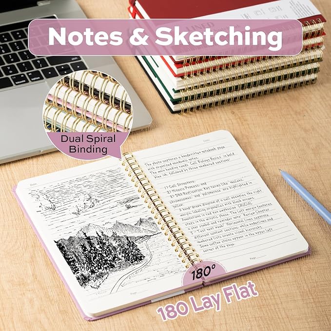 deli 6 Pack Lined Spiral Journal Notebook, 160 Pages, A5 (5.5"x8") Hardcover Writing Notebook, College Ruled Spiral Bound Journal for Women & Men - Perfect for Work, School, Office & Note Taking