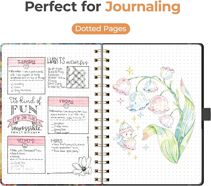 AHGXG Dotted Journal Notebook, 160 Pages, A5 Medium Size (5.7'' x 8.3'')