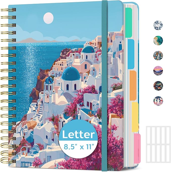 ZOTIA Large Spiral Notebooks for Work 5 Subject with Removable Dividers