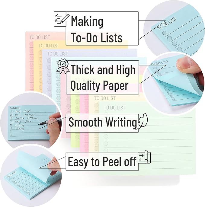 Mr. Pen- to Do List Sticky Notes, 3"x4", 9 Pads, 360 Sheets, Lined Checklist Sticky Pads with Smooth Writing, Easy Peel-Off, Thick Paper for Planning, Office, School & Daily Tasks