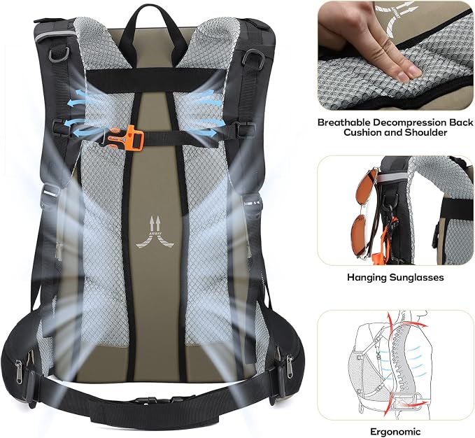 Maelstrom 40L Hiking Backpack, Lightweight Camping Daypack with Rain Cover | Water-Resistant Rip-Stop Nylon, Wet/Dry Separation, Multi-Pockets, Survival Whistle. Ideal For Men, Women, Travel, Trekking