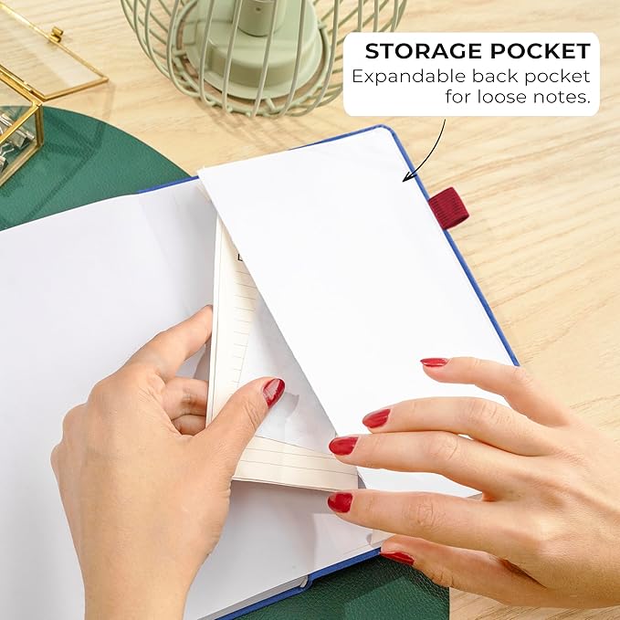 Clever Fox Dotted Journal 2.0 – Compact Planning and Sketching Dot Grid Notebook 120 GSM Thick, No-Bleed Paper – Planner with Pen Loop, Pocket, Ribbons, Stickers A5 - Navy Blue