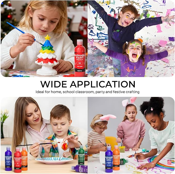 Nicpro 8 Colors Washable Finger Paint Set for Toddlers (4 oz), Non-Toxic & Baby Safe Paint for Hand and Feet, Mess Free Finger Painting Art Supplies for Kids Age 1-3 4 5 6+, Preschool Learning Gifts