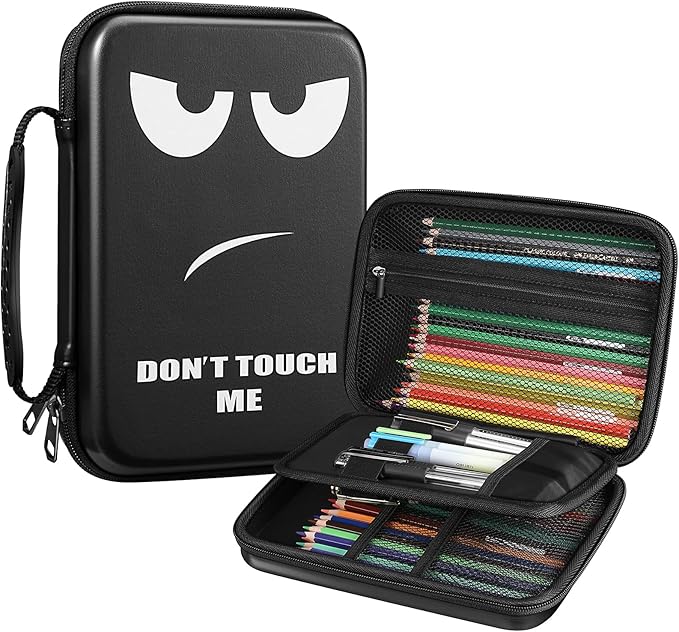 FINPAC Pencil Case Holder Slot, Large MultiLayer Watercolor Pen Bag w/Zipper Front Pocket, Big Organizer for 100 Colored Pencils/65 Gel Pens, Markers to Artists, Painters, Planners