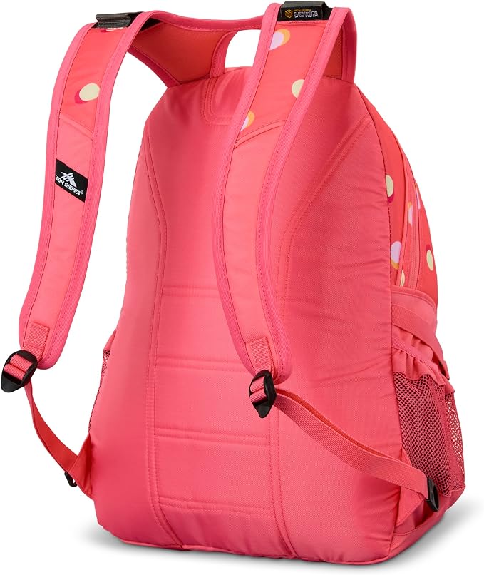 High Sierra Loop Backpack, Travel, or Work Bookbag with tablet sleeve, One Size, POLKA DOTS/THRIFT PINK