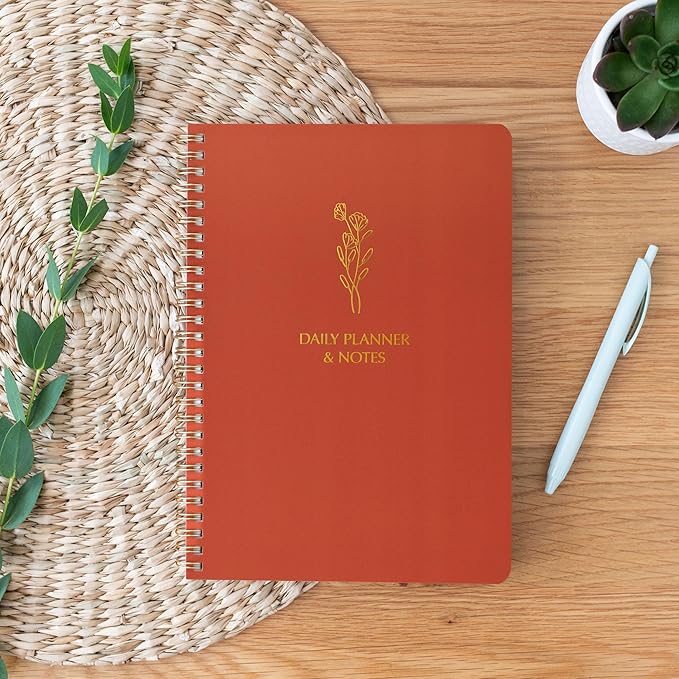 Simple Daily Planner Undated & To Do List Notebook for Work: With Hourly Schedule - 6.5x9.25" Terracotta - Aesthetic Planner Notebook for Life Tasks - Day & Hour Agenda, Organizer Notepad Journal