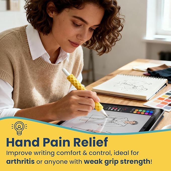 8-Pack Sensory Fidget Pencil Grips for Kids & Adults with ADHD, Autism & Arthritis – Textured Quiet Fidget Toys for Focus, Anxiety Relief & Handwriting Support at Classroom, Home or Work