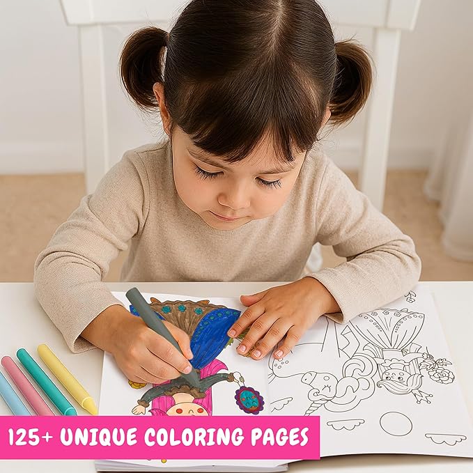 ZICOTO Fun Coloring Books for Kids Set of 3 – Cute Princess, Unicorn & Mermaid Coloring Book for Girls Ages 4–8 – Easy to Color Gift with Magical Themes for Your Creative Little Princess