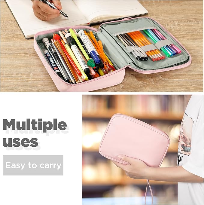 Zannaki Big Capacity Storage Pouch Marker Pen Pencil Case Simple Stationery Bag Box Art Tool & Sketch Storage Boxes for Bullet Journal Middle High School Office College Student Girl Women Adult Teen