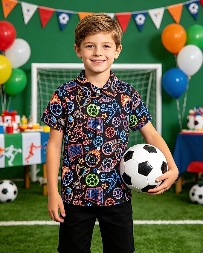 Enlifety 2-10T Kids Hawaiian Shirt Boys Short Sleeve Button Down Shirts Hawaii Summer Casual Blouse