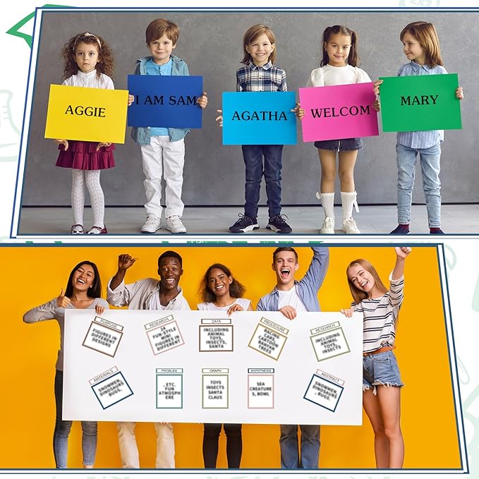 PerKoop 36 Sheets Science Fair Board Poster Boards Supplies 24 Self Adhesive Presentation Subtitles 4 Science Fair Project Titles 8 Personalized Letter Sticker for Classroom(Rustic Color)