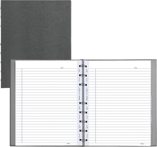 Blueline MiracleBind™ Notebook, Refillable, Lizard-Like Hard Cover, 9.25" x 7.25", 150 Ruled Pages, Cool Grey (AF9150.97)