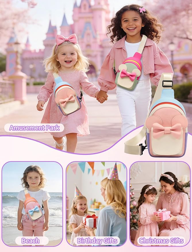 Birthday Back to School Gifts for Girls 3-8, Kids Fanny Pack Toddler Purse | Cute Fashion Sling Crossbody Bag for 3 4 5 6 7 8 Year Old Girls with Adjustable Strap. Perfect for Travel Holiday Essentials