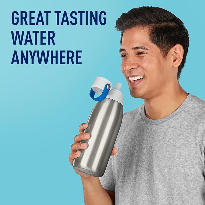 Brita Stainless Steel Premium Filtering Water Bottle,BPA-Free,Reusable,Insulated,Replaces 300 Plastic Water Bottles,Filter Lasts 2 Months or 40 Gallons,Includes 1 Filter, Stainless 32 oz(Pack of 12)