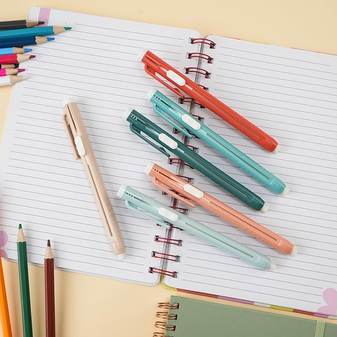 Mr. Pen- Retractable Mechanical Eraser Pens, 6 Pack, Coral Colors, Latex-Free Precision Pencil Erasers for Artists, Students, Drawing, Sketching & Drafting
