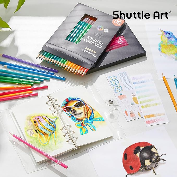 Shuttle Art 80 Colored Pencils, Colored Pencils for Adult Coloring, Soft Core Color Pencil, Drawing Supplies for Adults Kids Artists Beginners Drawing Coloring Sketching