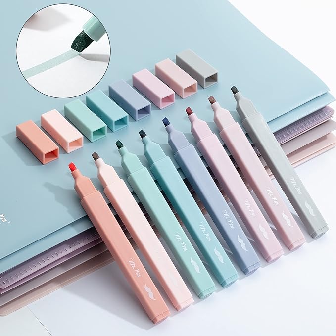 Mr. Pen- Aesthetic Highlighters No Bleed, 8 Pack, Earthy Colors, Chisel Tip, Cute Highlighters Assorted Colors for Journaling, Highlighting, Underlining, Fast Dry, Back to School Supplies