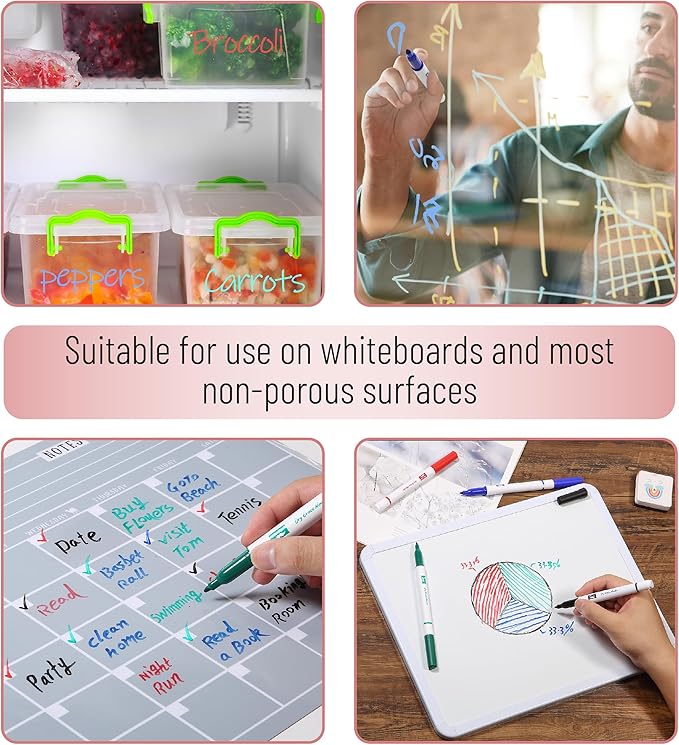 Mr. Pen- Dry Erase Markers, 4 Pack, Assorted Colors, Fine Tip, Dry Erase Whiteboard Markers for Writing on Whiteboards, Weekly Planner, Glass, School, Office, Home