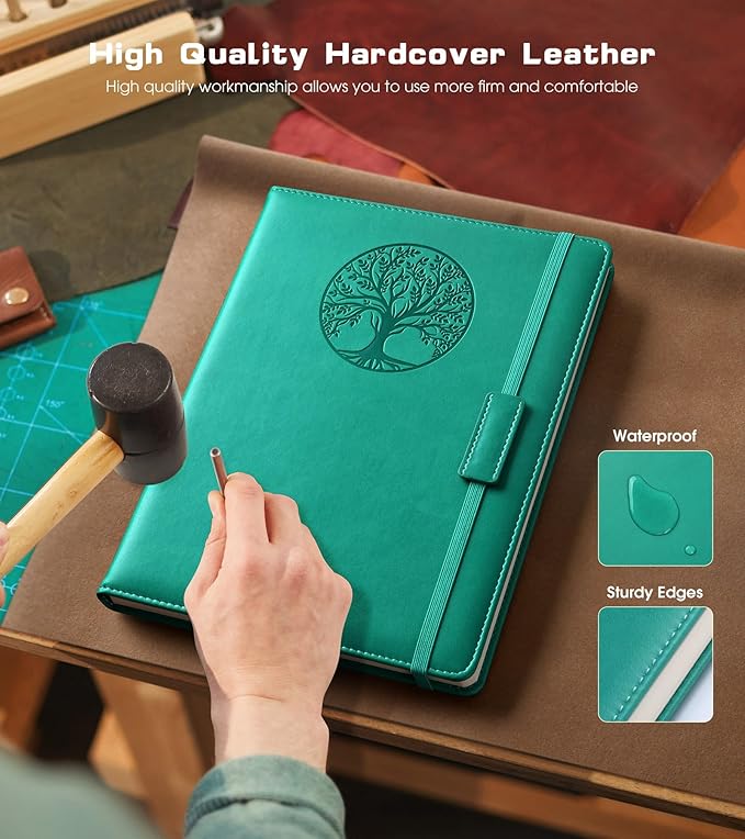 Lined Journal Notebook for Women Men,256 Thick Pages,A5 Hardcover Vintage Leather Journal for Writing,Travel,Business,Work, School,College Ruled Notebooks for Note Taking,Daily Diary 5.7"×8.3"