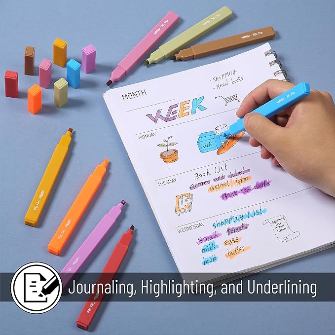 Mr. Pen- Aesthetic Highlighters No Bleed, 8 Pack, Warm Colors, Chisel Tip, Cute Highlighters Assorted Colors for Journaling, Highlighting, Underlining, Fast Dry, Back to School Supplies