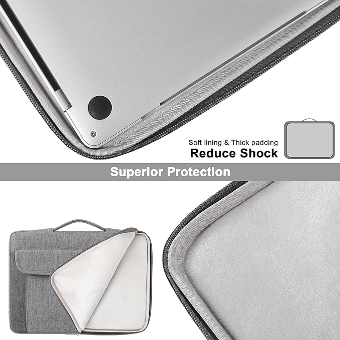 DOMISO 15.6-16 Inch Laptop Sleeve Case,Water-resistant Laptop Protective Case for MacBook Pro16,Dell XPS 16,Lenovo,HP, ASUS, Acer,Gray