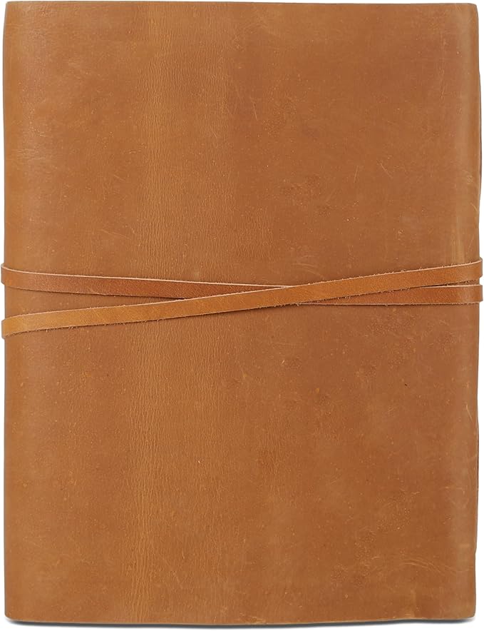 Leather Journal with Deckle Edge Paper 8x6 inch and Vintage Key | Handmade Writing Notebook Diary | Bound Daily Notepad for Men & Women Medium, Sketch/Writing pad for Artists