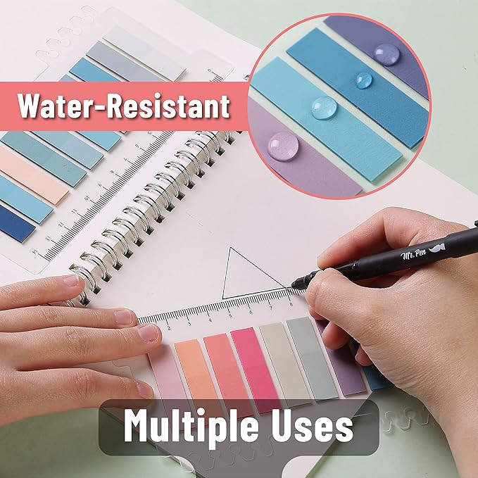 Mr. Pen- Colorful Sticky Tabs, 1600 pcs, Translucent Page Markers, Water-Resistant Book Tabs for Annotating, Bible Study, Planning, Indexing & Document Organization