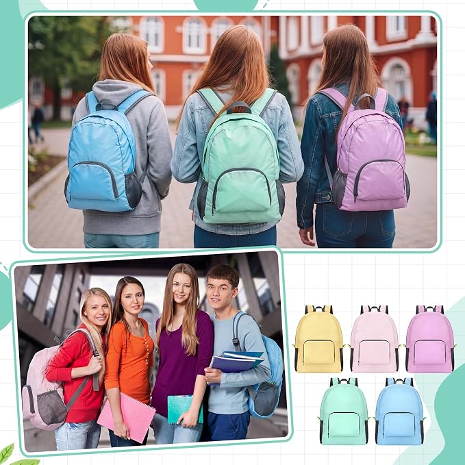 Jexine 10 Pcs Backpacks Bulk 16.5 Inches Lightweight Travel,Spring Pastel | Basic Book Bags for School Outdoor, Foldable Storage, Ideal Students Adults Commuters, Bulk Backpack Set for Teams