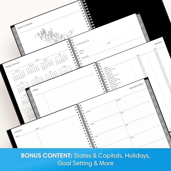 Blue Sky 2026-2027 Monthly Academic Year Planner Calendar, July 2026 - June 2027, 8" x 10", Monthly Layout, Flexible Cover, Wirebound, Laminated Tabs, Enterprise