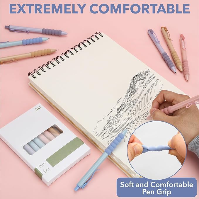 Mr. Pen- Retractable Gel Pens, 8 Pack, Pastel Barrels with Black Ink | Soft Grips, Fine Point 0.5mm, Fast Dry, Smooth Writing, Cute Pens for Drawing, Writing Planner and School Supplies