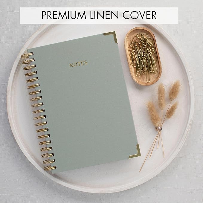Aesthetic Thick Spiral Notebook Journal For Women in B5 Format - Stylish Linen Hardcover College Ruled Note Book w 300 Lined Pages - Cute Supplies For Bible Study & Staying Organized at Work or School